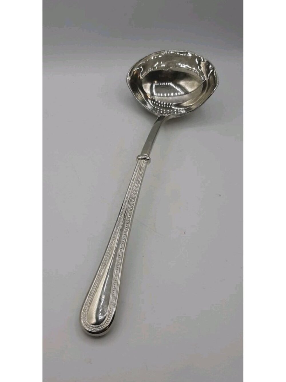 Vintage Elegant Silver Plated Double Spout Large Ladle Soup Stews 12 1/2 In Long